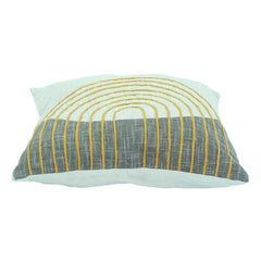 Abstract Arc Embroidered Cotton Cushion Cover – Modern Geometric Threadwork Pillow Cover (18x18 Inch)
