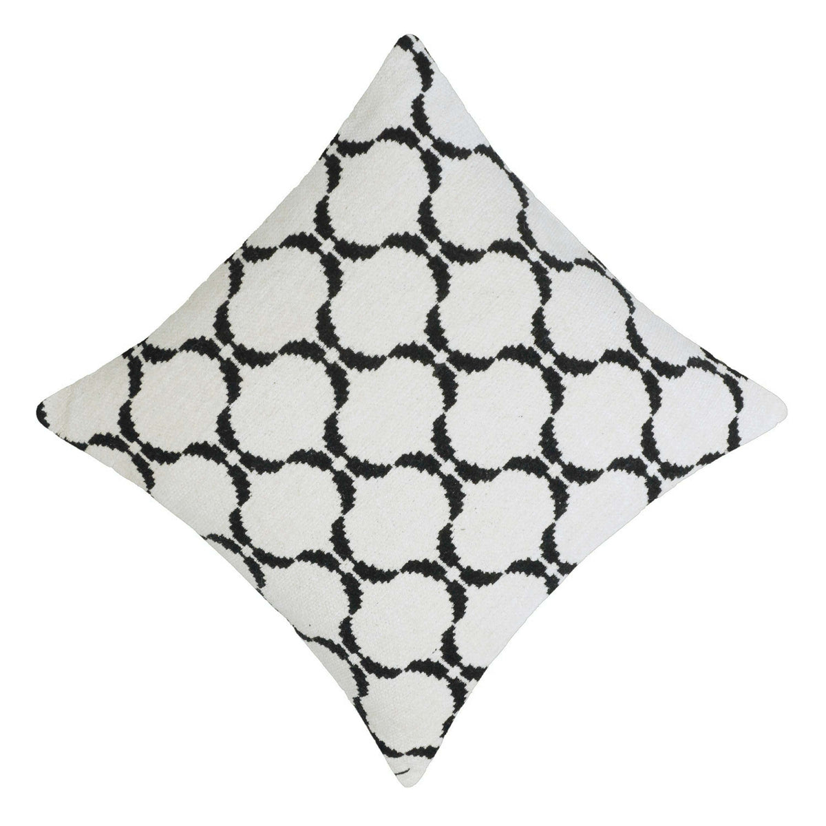 Black & Ivory Jacquard Cushion Cover 45x45 cm – Geometric Pattern