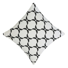 Black & Ivory Jacquard Cushion Cover 45x45 cm – Geometric Pattern