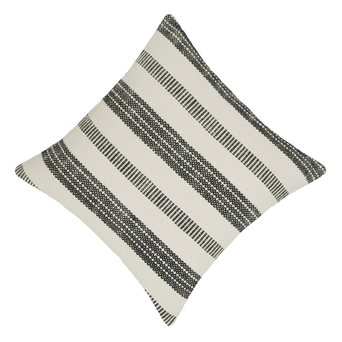 Black and white striped handwoven cushion cover 45x45 cm