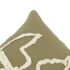 Tufted Abstract Cotton Cushion Cover – Olive Green Textured Pillow Cover 45x45 cm