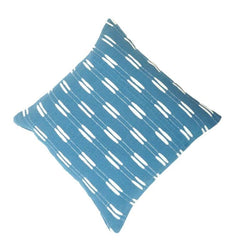 Handwoven Blue Cotton Cushion Cover 45x45 cm | Geometric Dash Pattern Decorative Throw Pillow Cover