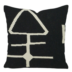 Handwoven Black & Ivory Geometric Cotton Cushion Cover – 45 x 45 cm