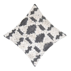 Handwoven Tufted Cotton Cushion Cover 45x45 cm | Black & Ivory Geometric Textured Throw Pillow Cover | Boho Modern Home Décor