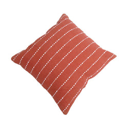 Handmade Rust Red Cotton Cushion Cover 45x45 cm | Woven Dotted Stripe Design | Decorative Throw Pillow Cover