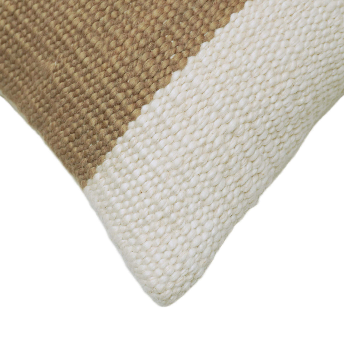 Handwoven Beige & Ivory Striped Cushion Cover 35x50 cm | Textured Woven Cushion
