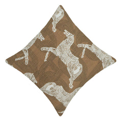 Brown Horse Print Cushion Cover – 45 x 45 cm | Equestrian Printed Cushion Cover