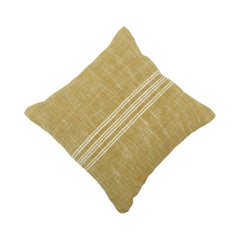 Handmade Mustard Cotton Cushion Cover with Woven Stripe Design | 45x45 cm Decorative Pillow Cover