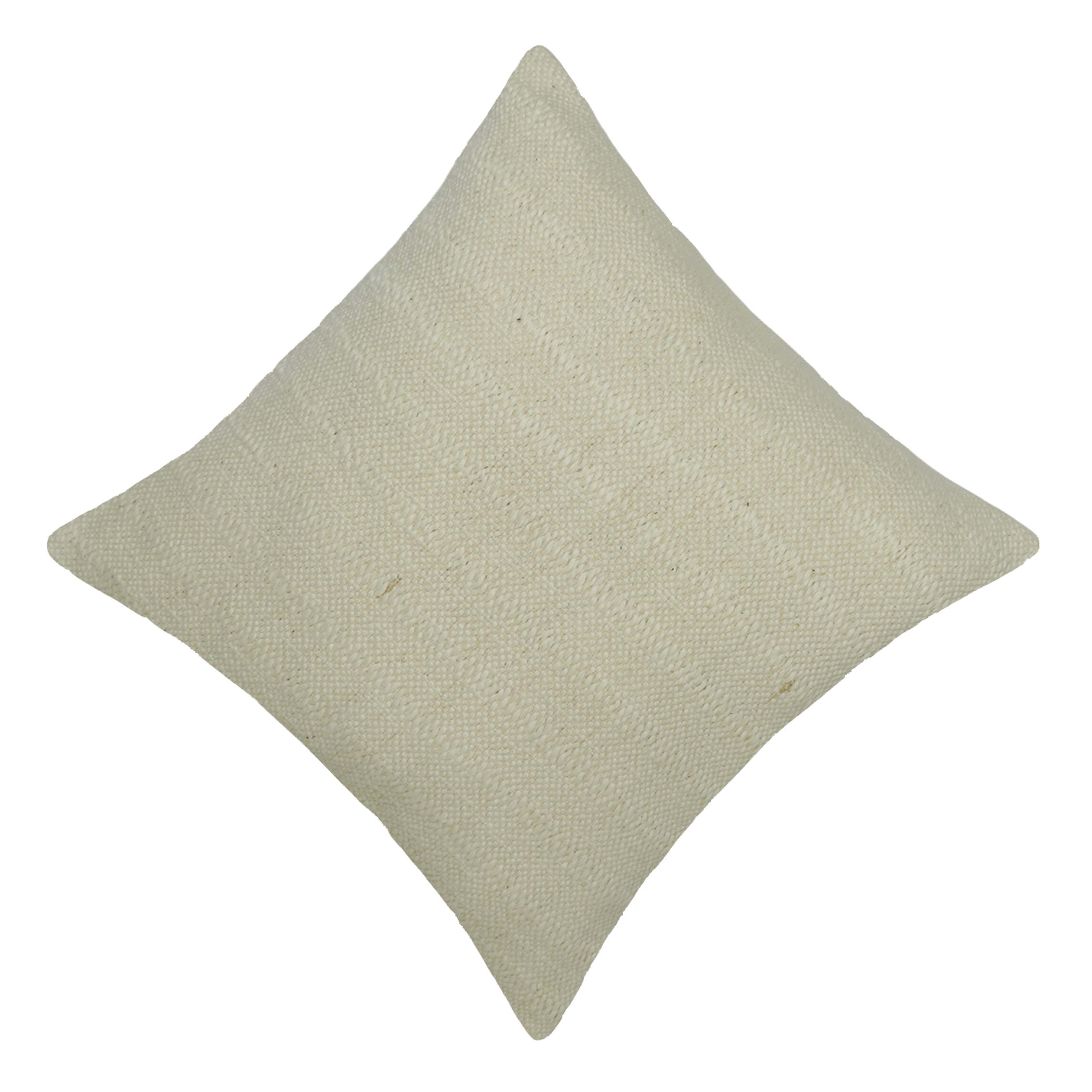 Handwoven Polyester Cushion Cover 45x45 cm | Textured Solid Ivory Decorative Throw Pillow Cover | Hidden Zipper | Modern & Minimalist Home Décor