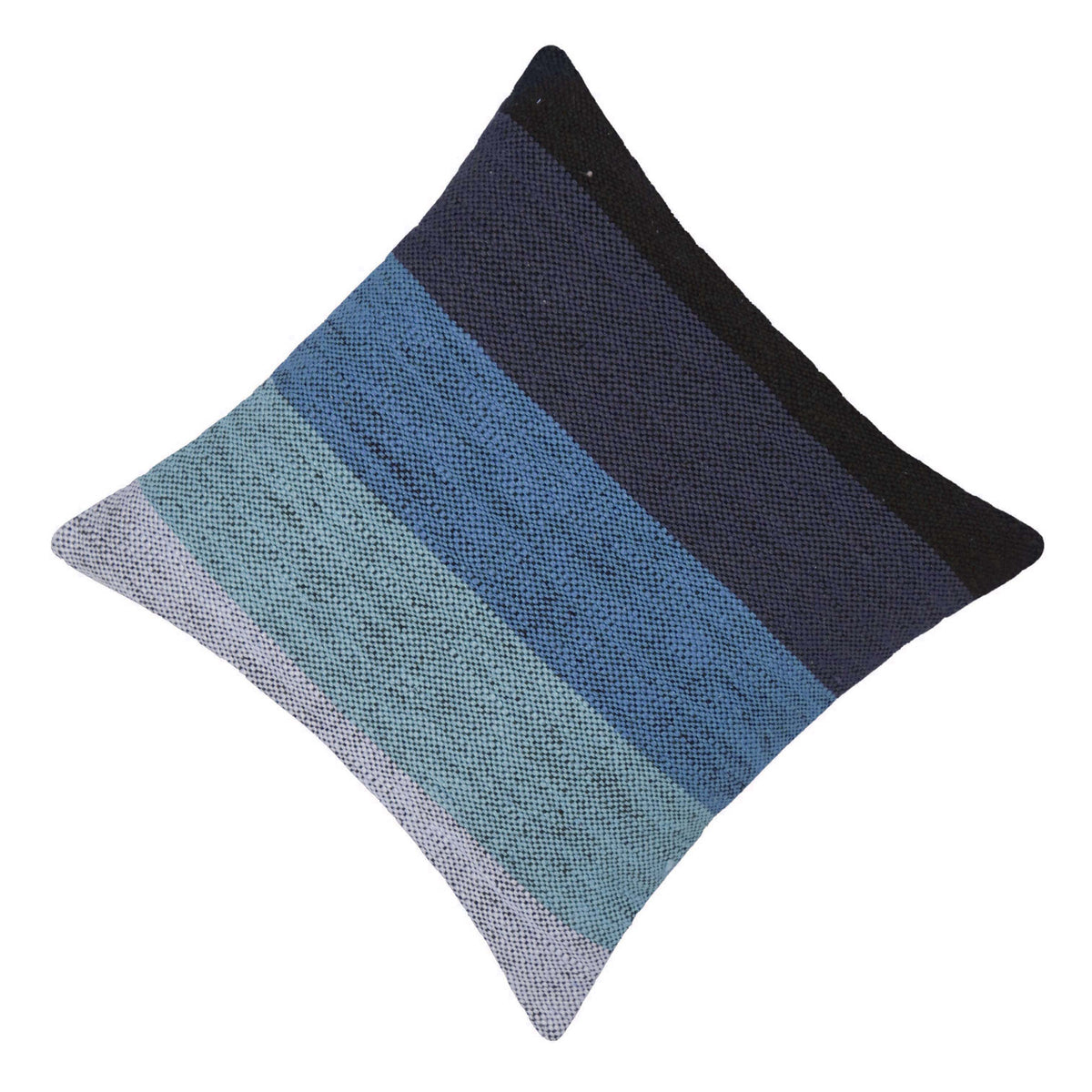 Handwoven Cotton Cushion Cover 45x45 cm – Blue & Black Striped Textured Cushion Cover