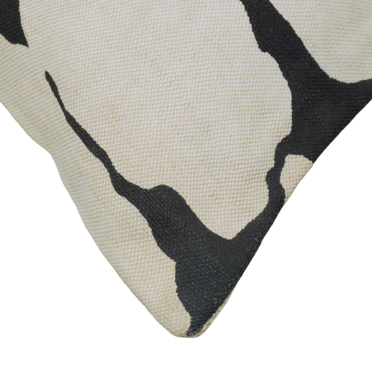 Abstract Black & Ivory Printed Cotton Cushion Cover 45x45 cm | Modern Geometric Decorative Throw Pillow Cover with Hidden Zipper
