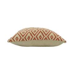 Diamond Pattern Jacquard Cotton Cushion Cover – Rust & Beige Geometric Design | 45 x 45 cm
