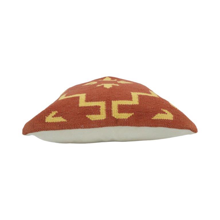 Handmade Kilim Cushion Cover 45x45 cm | Rust Red Geometric Woven Pillow Cover | Artisan Cotton Decorative Cushion - Bulk manufacturer & supplier from Panipat, India