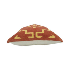 Handmade Kilim Cushion Cover 45x45 cm | Rust Red Geometric Woven Pillow Cover | Artisan Cotton Decorative Cushion