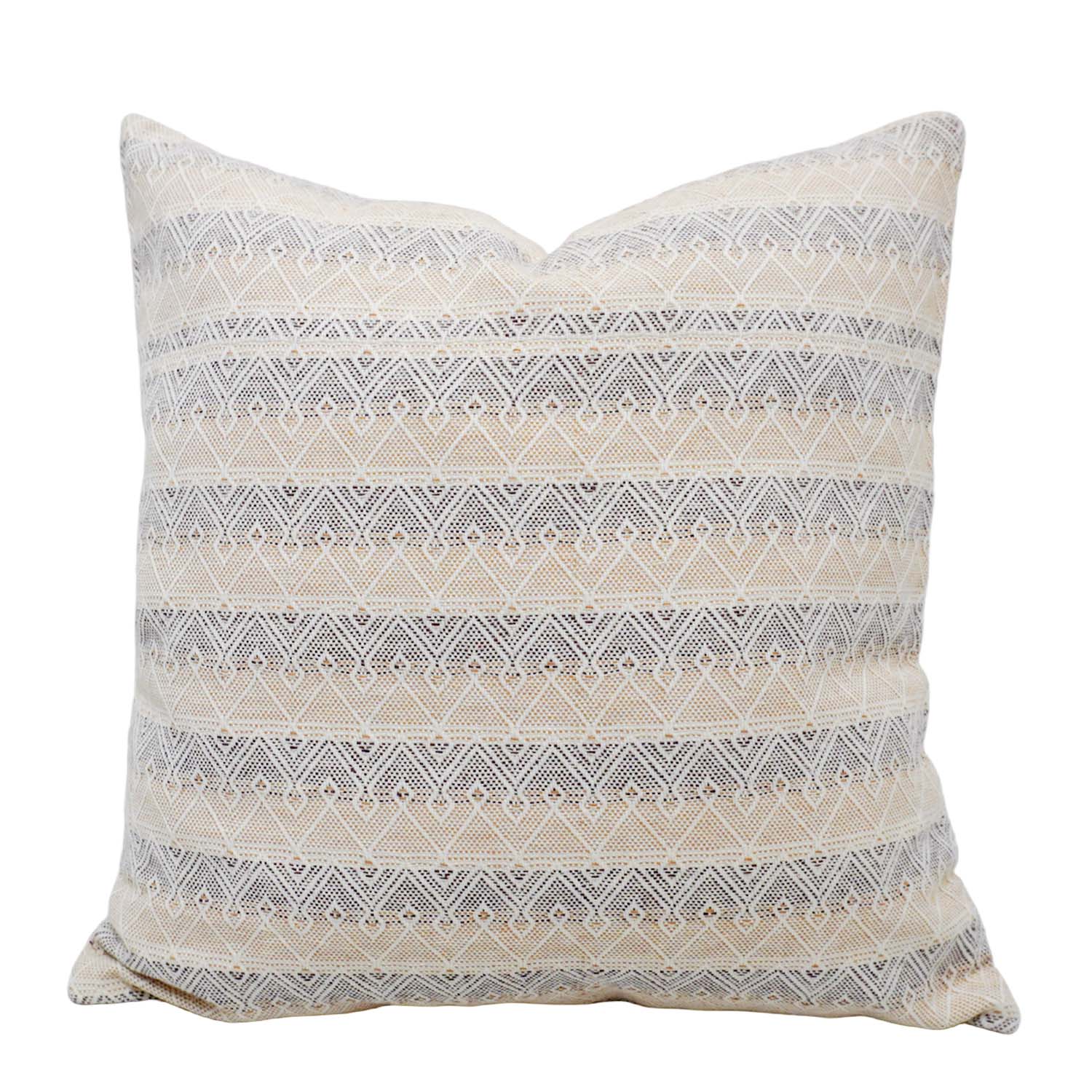 Handwoven Cotton Geometric Cushion Cover 45x45 cm | Woven Diamond Pattern | Neutral Beige & Ivory Decorative Throw Pillow Cover