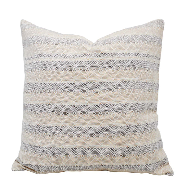 Handwoven Cotton Geometric Cushion Cover 45x45 cm | Woven Diamond Pattern | Neutral Beige & Ivory Decorative Throw Pillow Cover