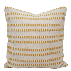 Handwoven Cotton Cushion Cover 45x45 cm | Ivory & Mustard Striped Woven Throw Pillow Cover | Textured Boho Farmhouse Decorative Cushion Cover with Hidden Zipper