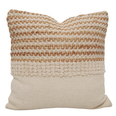 Handwoven Cotton Cushion Cover 45x45 cm | Natural & Beige Textured Woven Throw Pillow Cover | Boho Farmhouse Decorative Cushion Cover with Concealed Zip