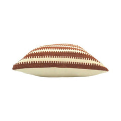 Handwoven Striped Cotton Cushion Cover | Rust & Ivory Boho Pillow Cover | 45x45 cm Decorative Cushion
