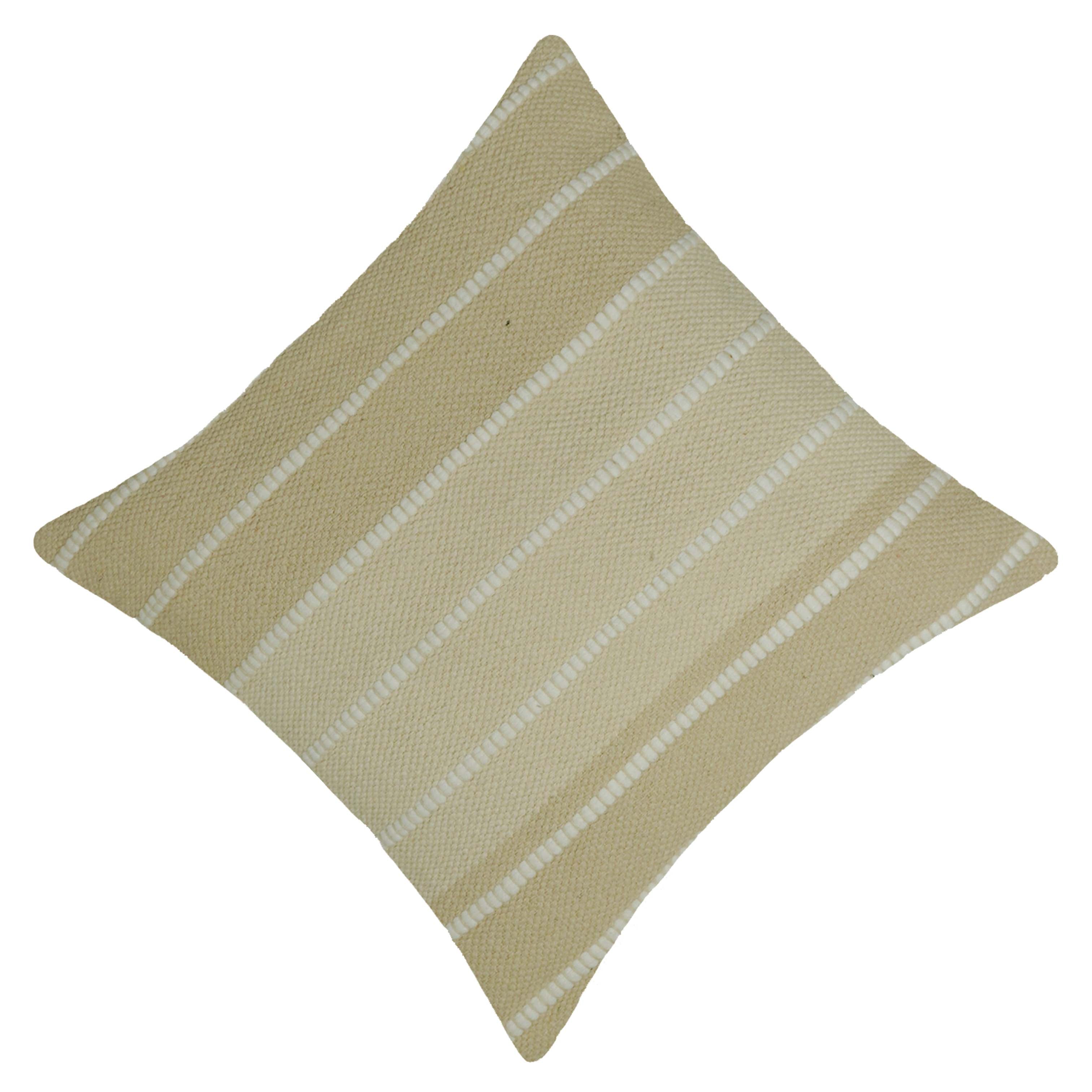 Handwoven Cotton Cushion Cover 45x45 cm | Natural Textured Striped Design | Decorative Throw Pillow Cover | Hidden Zip | Modern Boho Home Décor