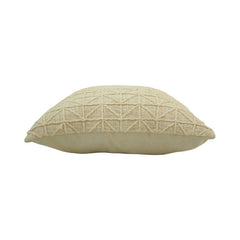 Geometric Embroidered Cotton Cushion Cover – Beige Textured Throw Pillow Cover 45x45 cm