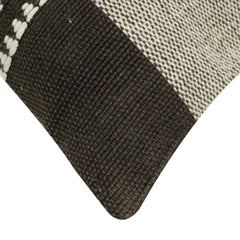 Handwoven Black & Cream Checkered Cushion Cover 45x45 cm with Tassel Detailing
