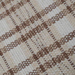 Handwoven Cotton Plaid Cushion Cover 45x45 cm | Beige & Ivory Check Pattern | Woven Decorative Throw Pillow Cover with Concealed Zip