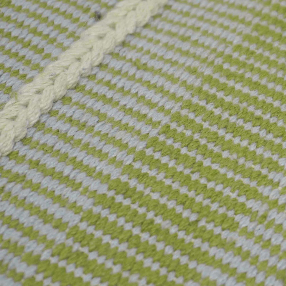 Handwoven Green & Ivory Textured Cushion Cover | 45x45 cm | Cotton Woven Decorative Pillow Cover