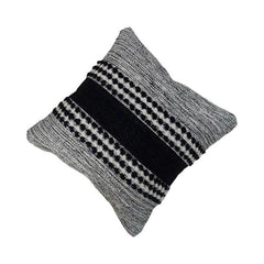 Handmade Black & White Woven Cotton Cushion Cover | Textured Boho Throw Pillow Cover | 45x45 cm