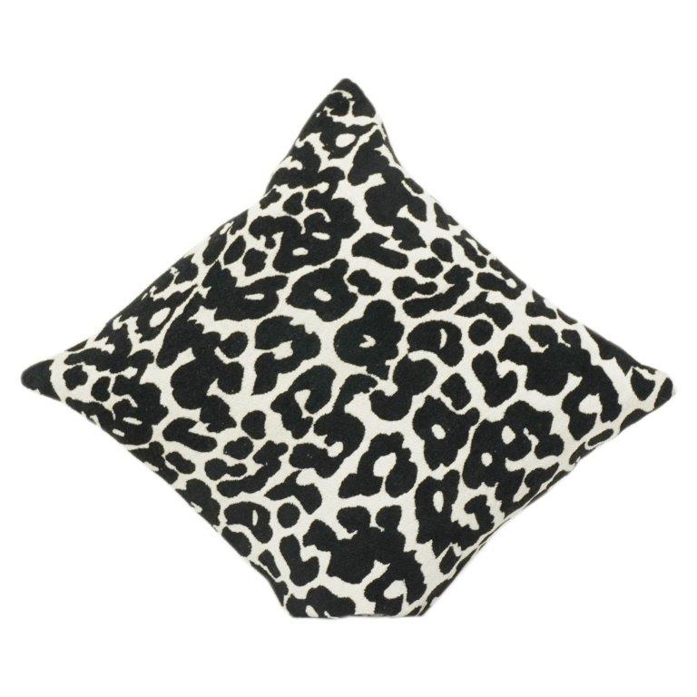 Black & White Leopard Jacquard Cotton Cushion Cover | 45x45 cm Modern Animal Print Pillow Cover