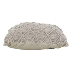 Handcrafted Cotton Macramé Cushion Cover | Geometric Textured Throw Pillow | Neutral Boho Home Décor | 18x18 Inch