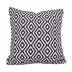 Handwoven Black & White Diamond Pattern Cotton Cushion Cover | Geometric Boho Throw Pillow Cover | 45x45 cm