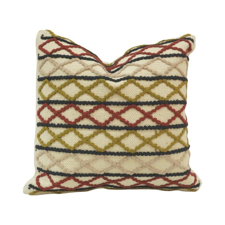 Handmade Geometric Embroidered Cotton Cushion Cover | Boho Tribal Pillow Cover | 45x45 cm - Bulk manufacturer & supplier from Panipat, India