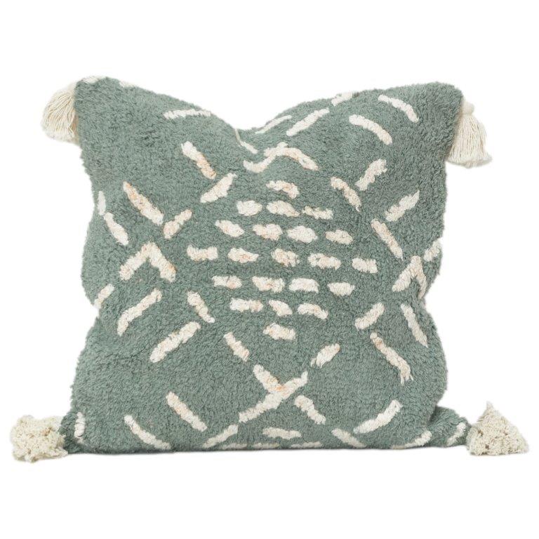 Tufted Cotton Cushion Cover 45x45 cm – Textured Abstract Pattern with Tassels | Soft Decorative Throw Pillow Case