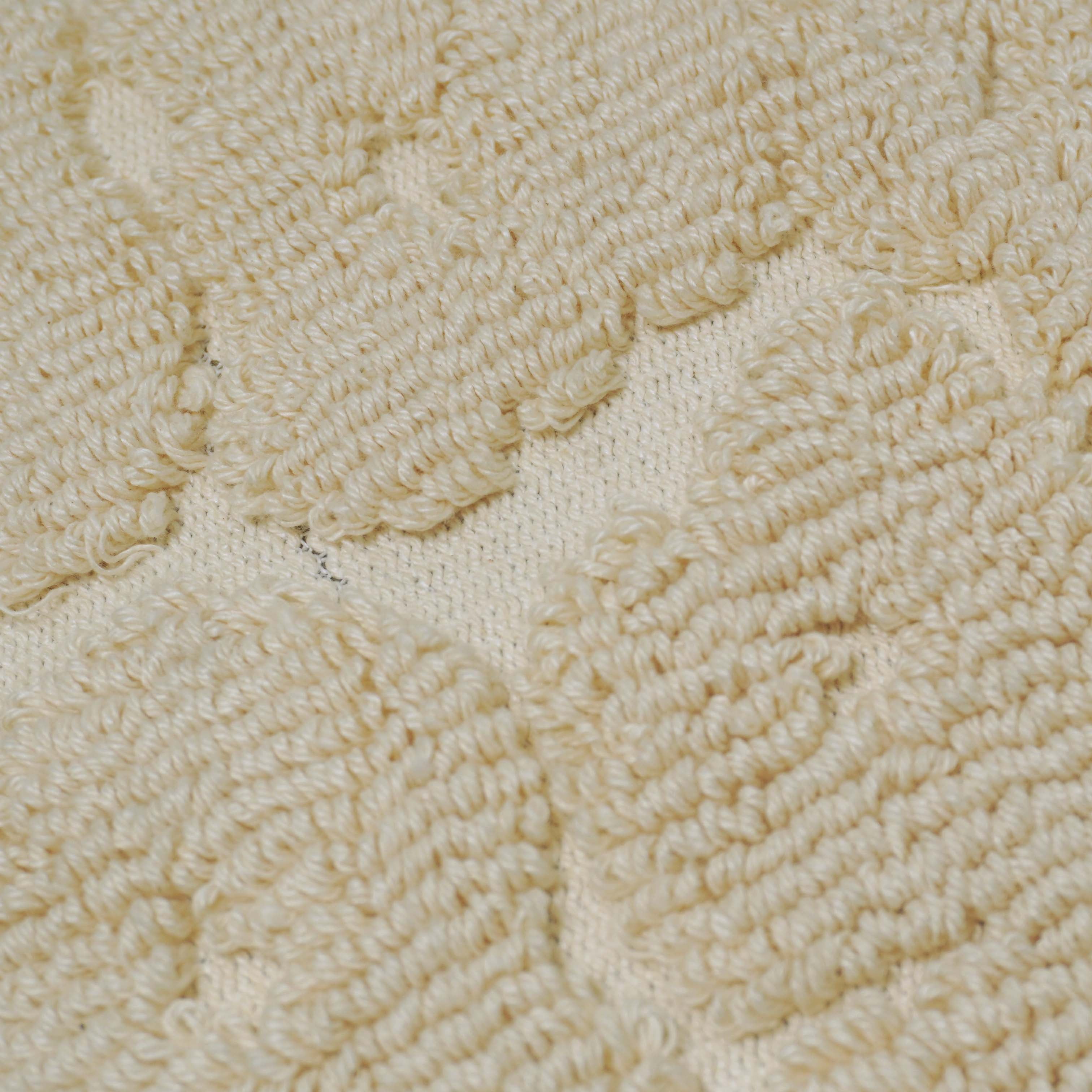 Handmade Tufted Loop Cotton Cushion Cover 45x45 cm | Textured Floral Leaf Design | Decorative Throw Pillow Cover with Hidden Zipper | Ivory | 18x18 Inch