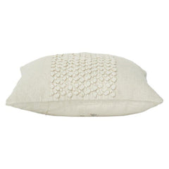 Handmade Textured Cotton Cushion Cover 45x45 cm | Neutral Boho Throw Pillow Case with Tufted Center Panel