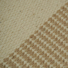Natural beige color block woven cotton cushion cover 45x45 cm
