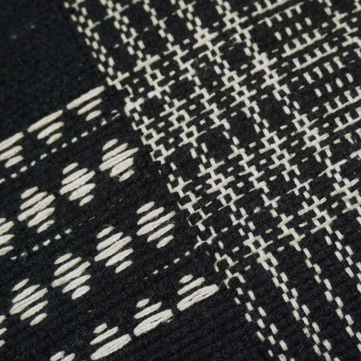Handwoven Black & Cream Cotton Cushion Cover – 45 x 45 cm