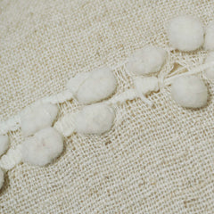 Handwoven Cotton Cushion Cover with Textured Pom Pom Stripes – 45 x 45 cm, Ivory