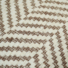 Handmade Cotton Cushion Cover 45x45 cm – Ivory & Brown Geometric Zigzag Pattern with Brown Fringe
