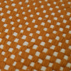 Handwoven Cotton Cushion Cover 35 x 50 cm – Rust Orange & Ivory Textured Lumbar Cushion with Fringe