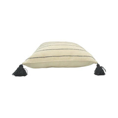 Handmade Cotton Tassel Cushion Cover 45x45 cm | Black & White Striped Boho Pillow Cover