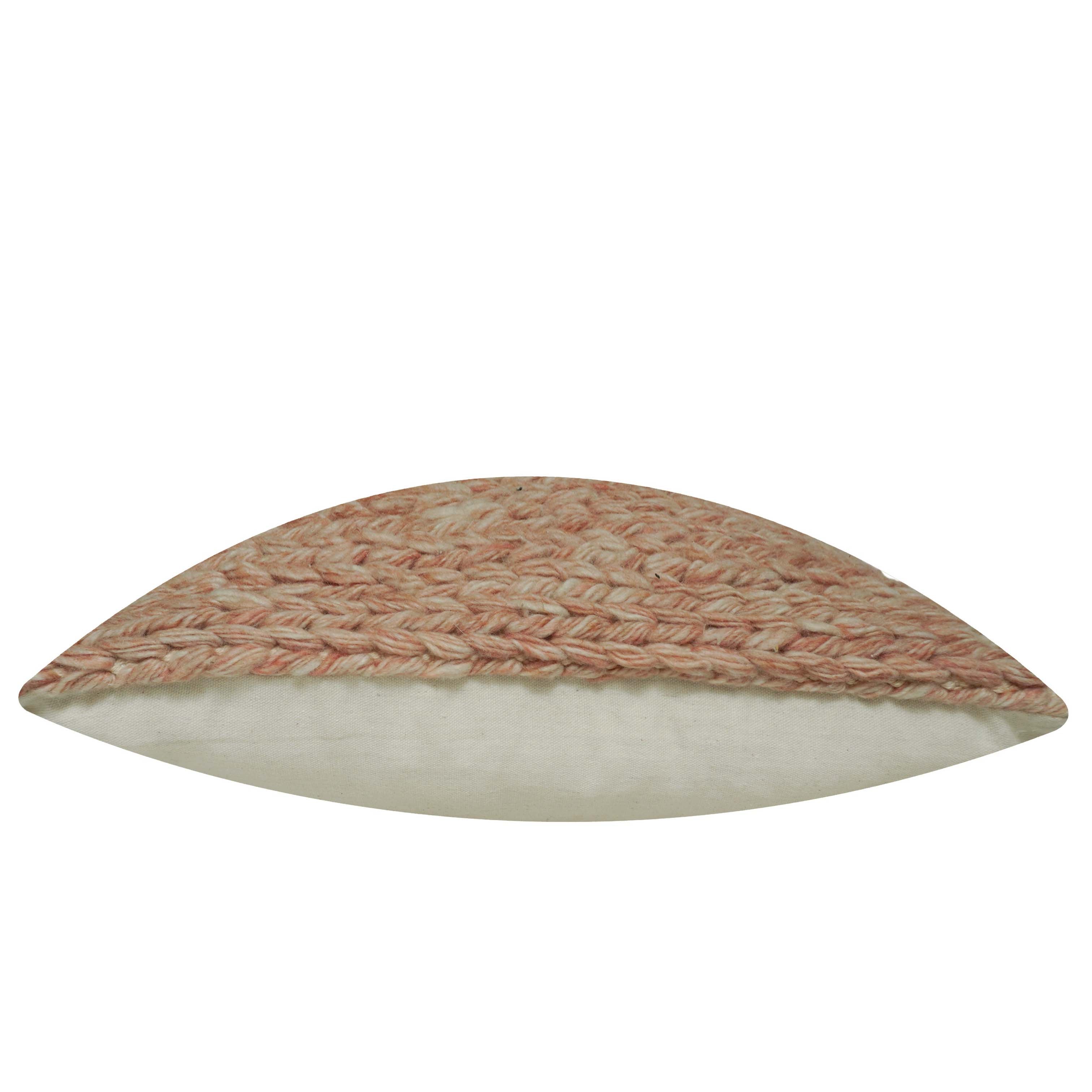 Handwoven Wool Cushion Cover 45x45 cm | Chunky Knit Textured Throw Pillow Cover | Soft Decorative Cushion Cover for Sofa, Bed & Living Room | Blush Pink