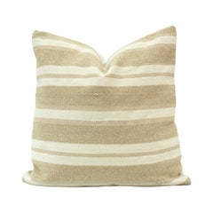 Handmade Beige Striped Cotton Cushion Cover | Woven Neutral Throw Pillow Cover | 45x45 cm