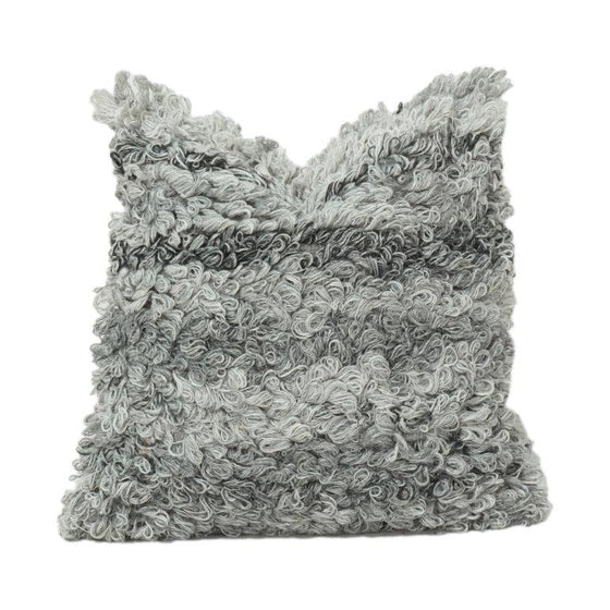 Grey Shaggy-Loop Cotton-Wool Cushion Cover 45x45 cm