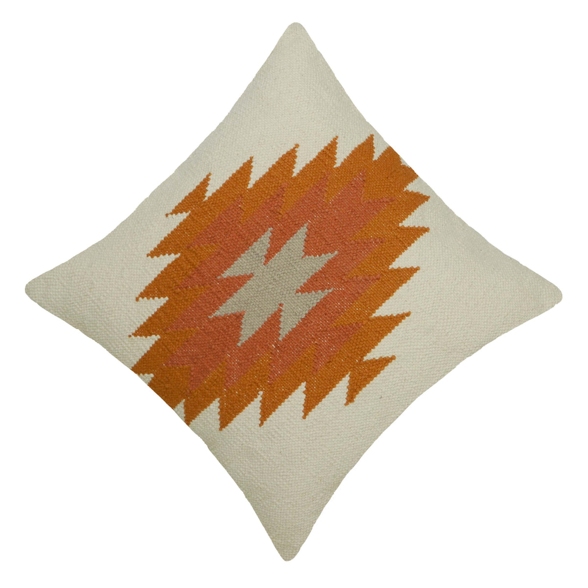 Handwoven Cotton Cushion Cover 45x45 cm | Geometric Tribal Pattern | Decorative Throw Pillow Cover | Boho Living Room & Sofa Cushion | Hidden Zipper
