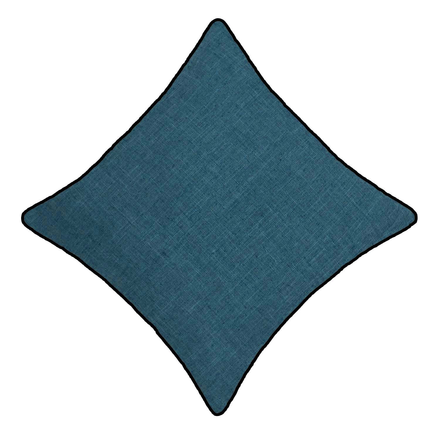Teal Blue Slub Fabric Cushion Cover | Textured Solid Throw Pillow Cover | 45 x 45 cm