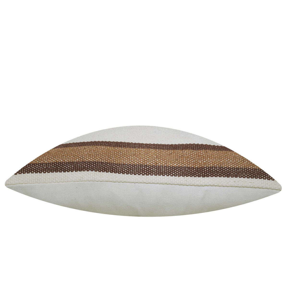 Handwoven Cotton Cushion Cover – Beige & Brown Striped Textured Cushion, 45 x 45 cm