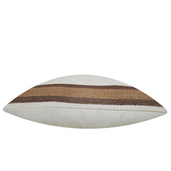 Handwoven Cotton Cushion Cover – Beige & Brown Striped Textured Cushion, 45 x 45 cm