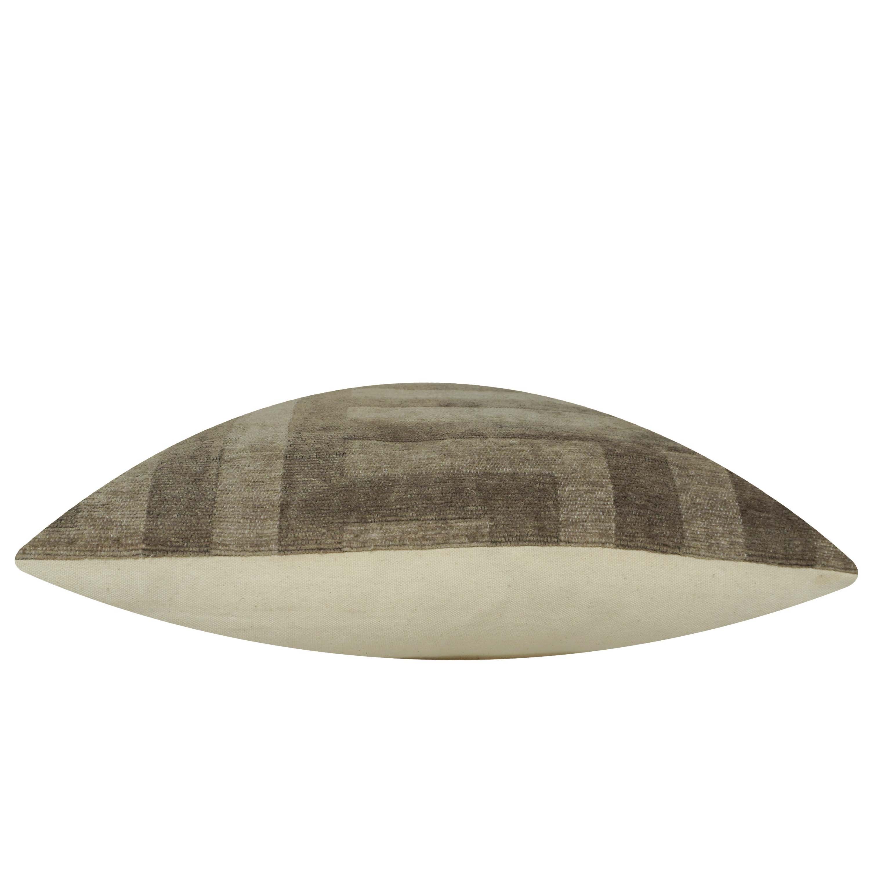 Modern Geometric Jacquard Cushion Cover 45x45 cm | Woven Textured Decorative Throw Pillow Cover | Hidden Zip | Neutral Taupe & Grey
